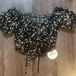 SHEIN Black Floral Blouse
